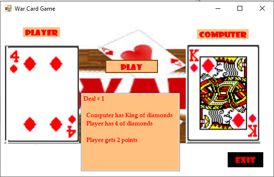 Solved Create a War Game GUI C# program in which a | Chegg.com