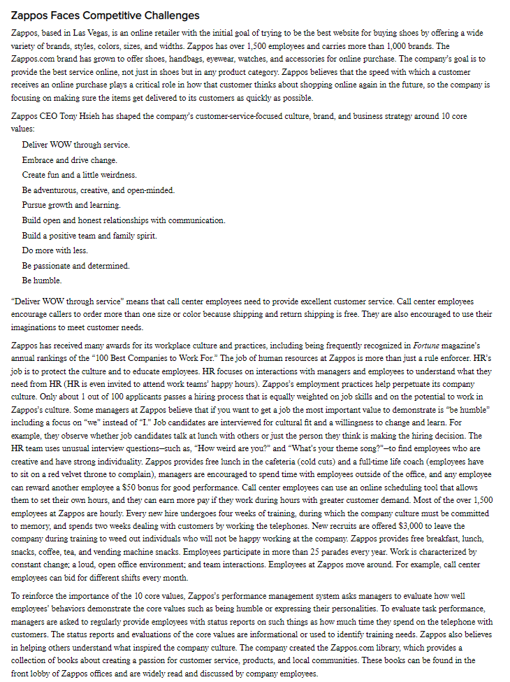 Solved Zappos Faces Competitive Challenges Zappos, based in