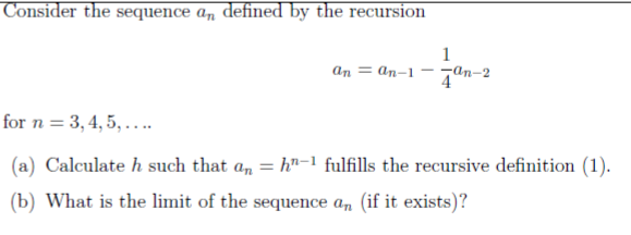 Solved Consider The Sequence \\( A_{n} \\) Defined By The | Chegg.com