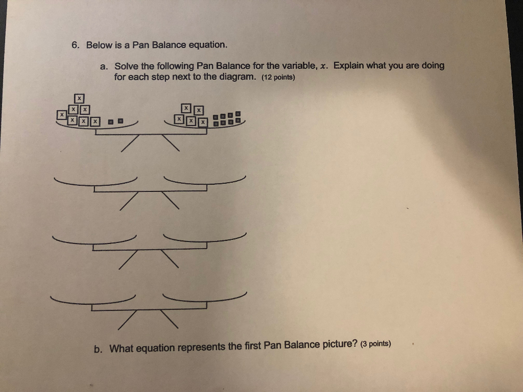 Solved 6. Below is a Pan Balance equation a. Solve the