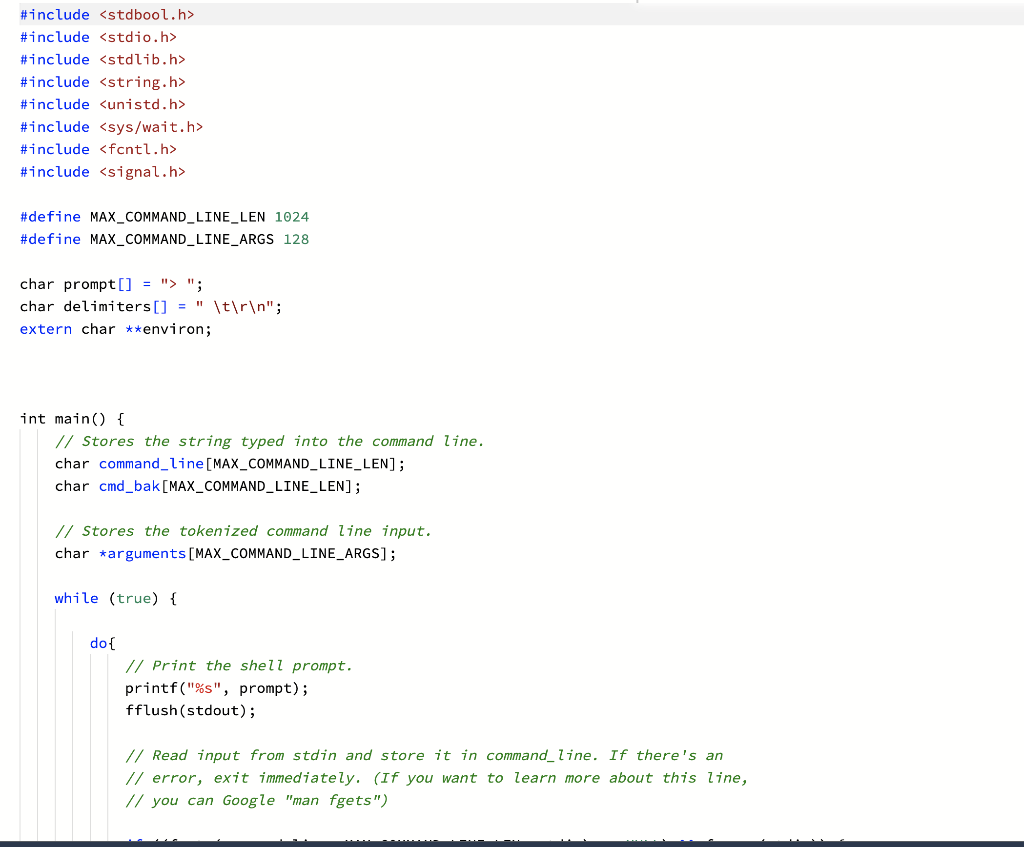 Solved Write in C! Print the Shell Prompt and Adding | Chegg.com