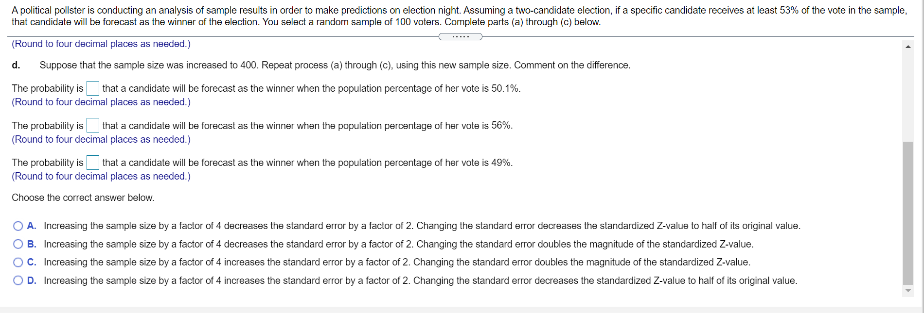 Solved A Political Pollster Is Conducting An Analysis Of | Chegg.com