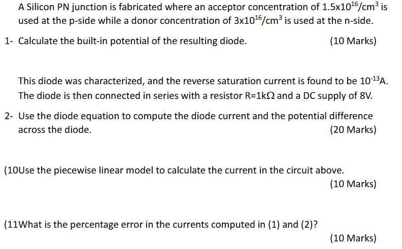 Solved A Silicon PN junction is fabricated where an acceptor | Chegg.com