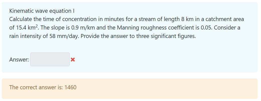 Solved Kinematic wave equation I Calculate the time of | Chegg.com