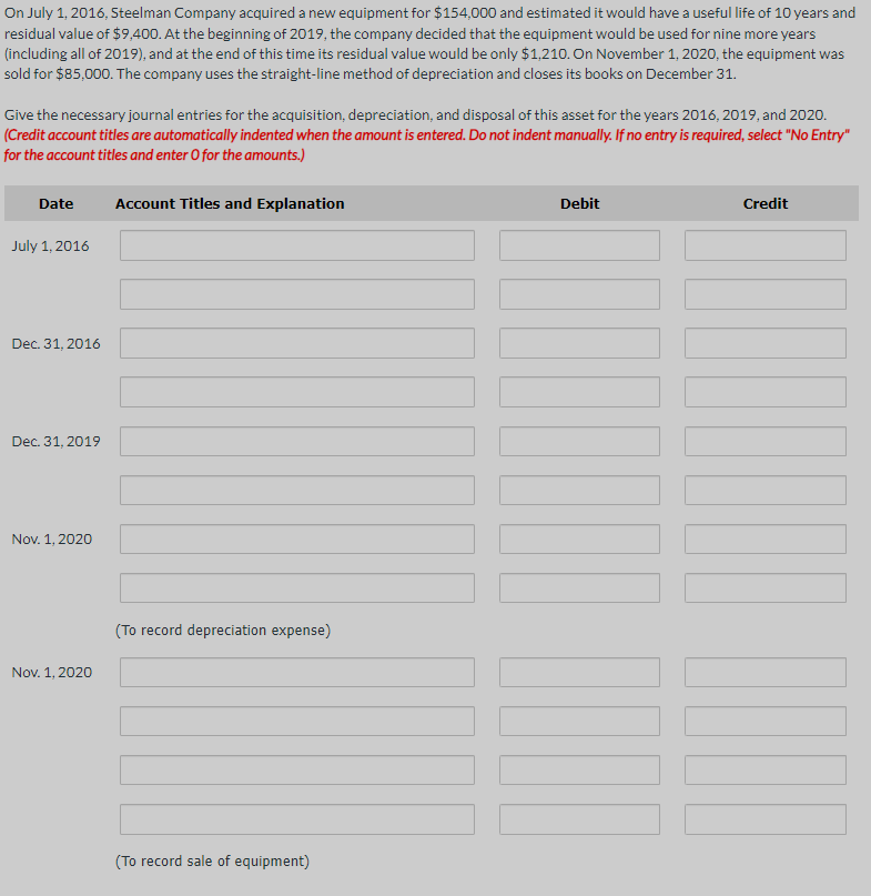 Solved On July 1, 2016, Steelman Company acquired a new