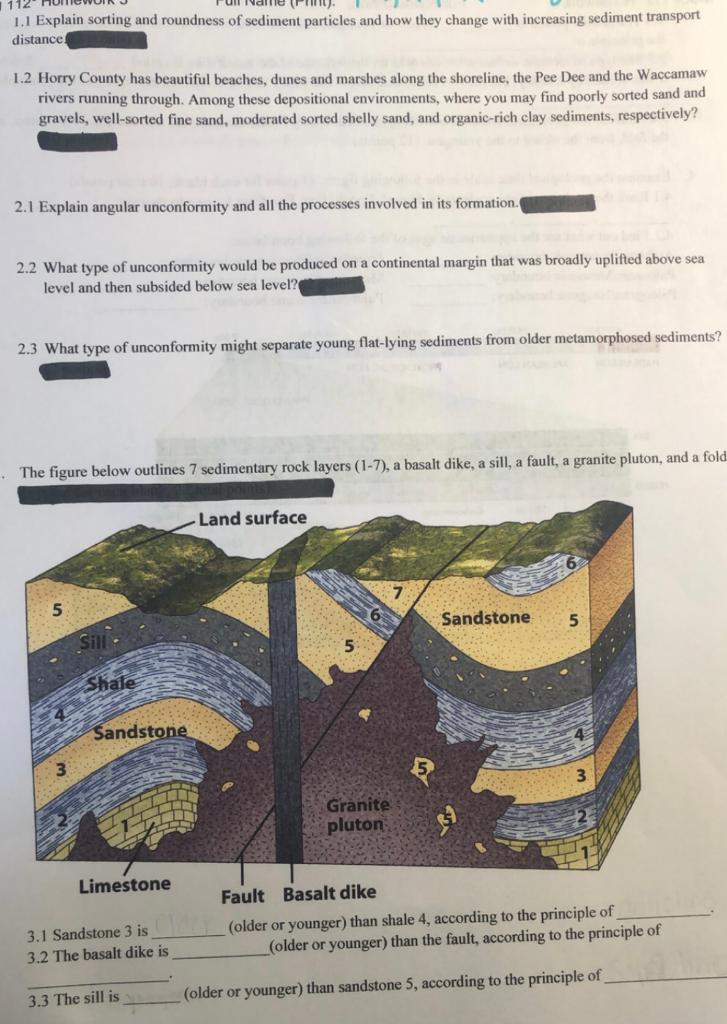 Solved 112 1.1 Explain sorting and roundness of sediment | Chegg.com