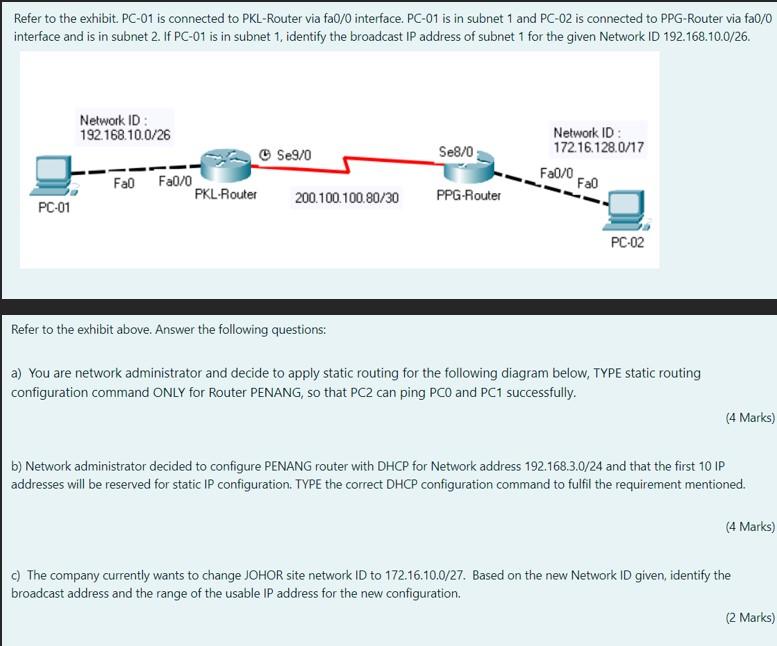 Solved Refer to the exhibit. PC-01 is connected to | Chegg.com