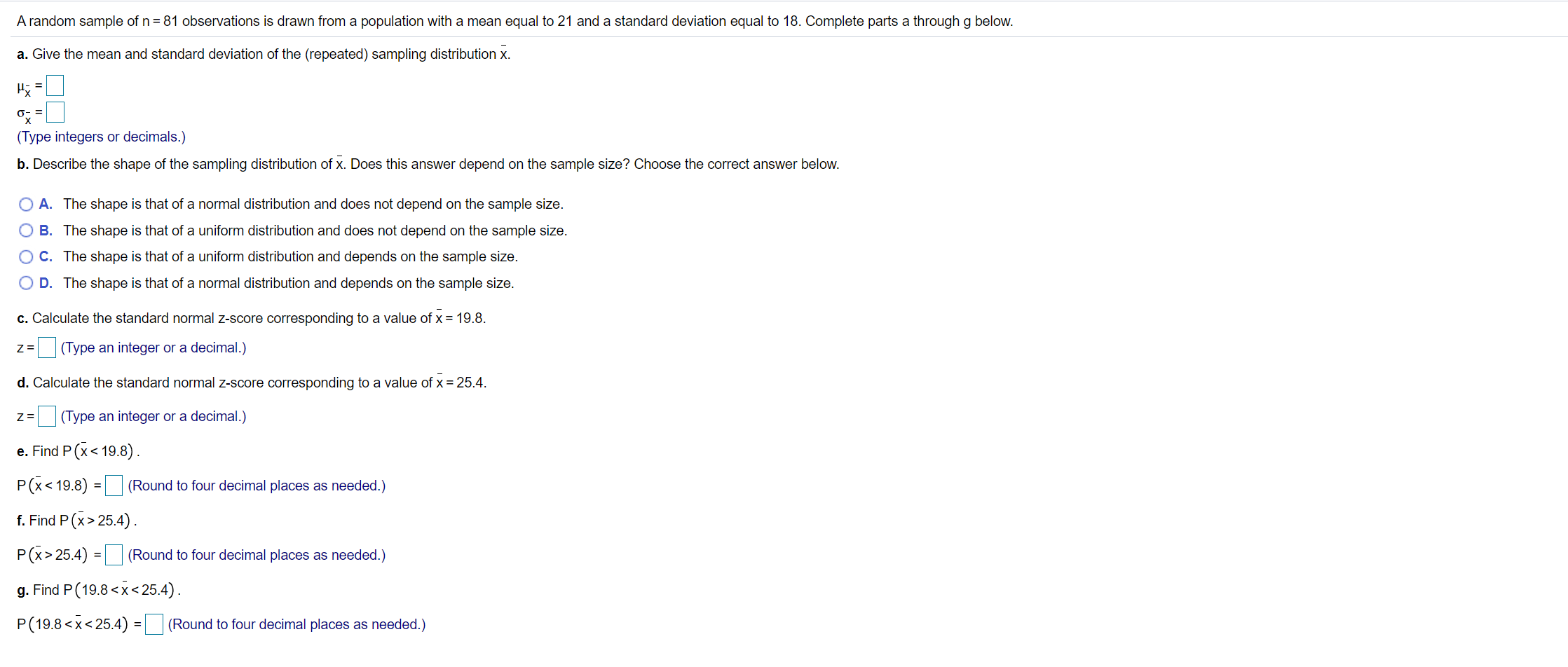 Solved A random sample of n = 81 observations is drawn from | Chegg.com