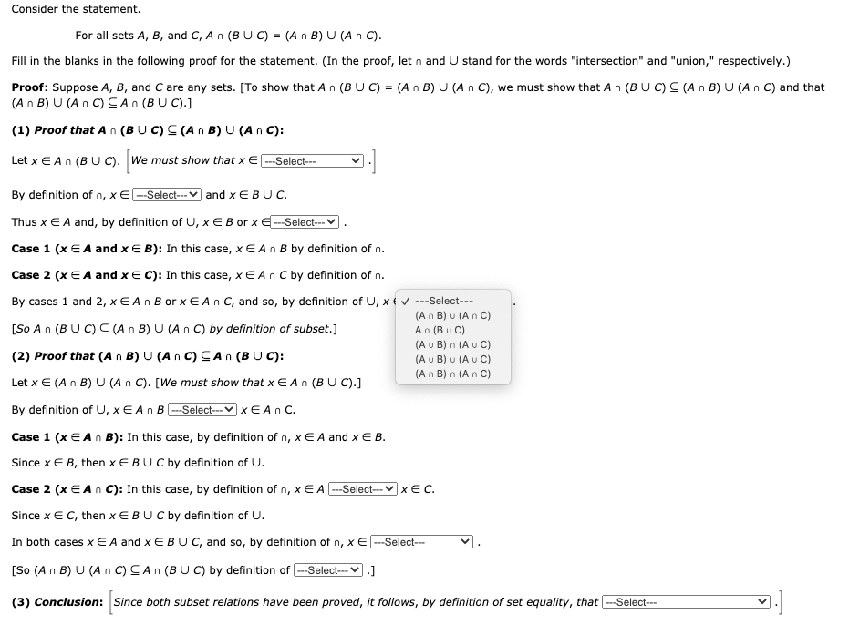 Solved Consider The Statement For All Sets A B And C Chegg Com