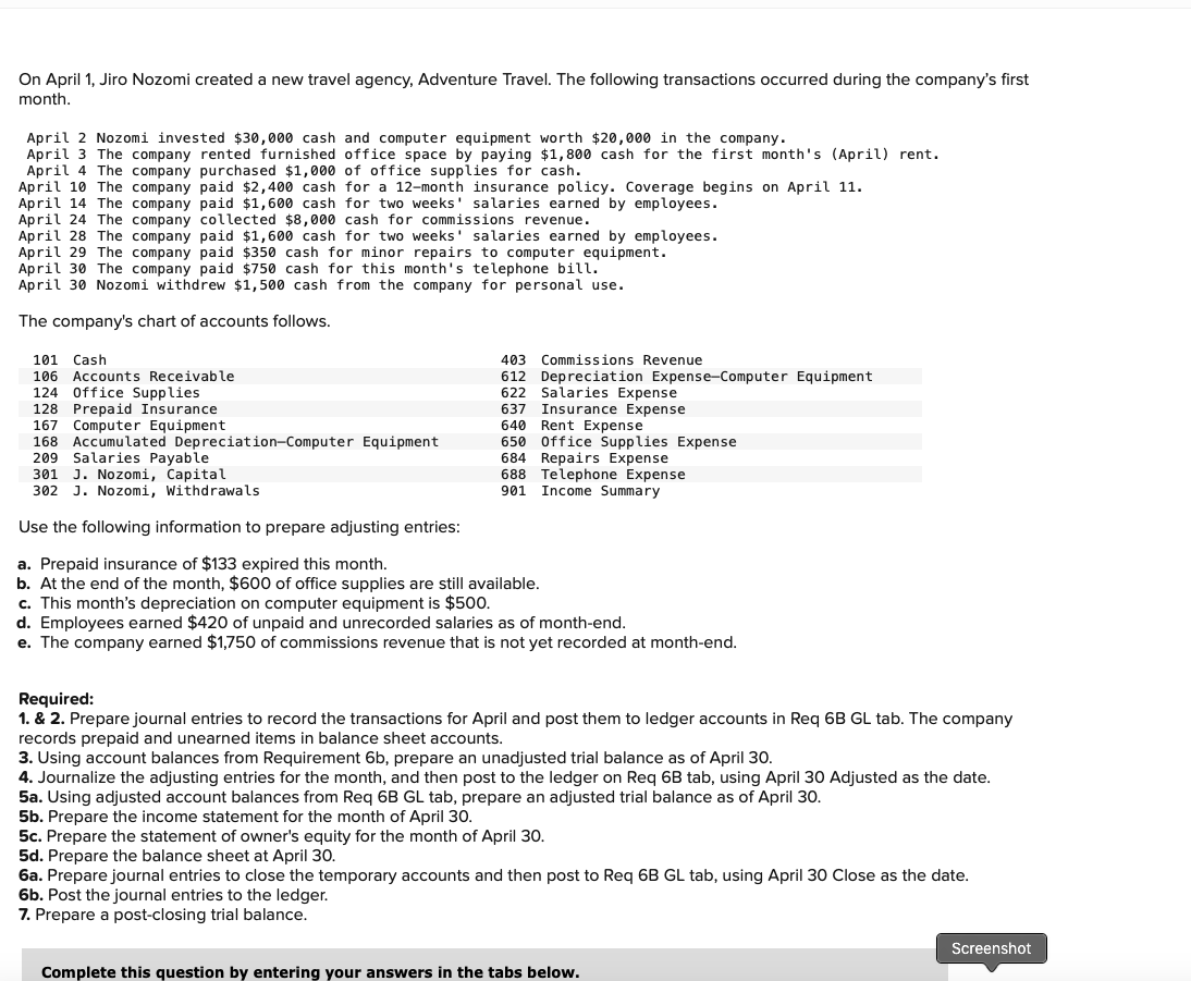 Solved On April 1, Jiro Nozomi created a new travel agency,