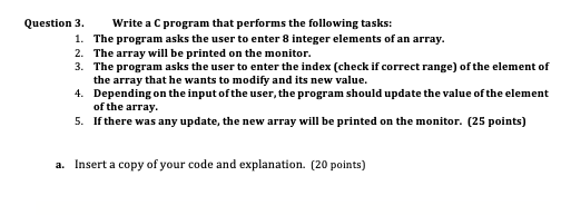 Solved Question 3. Write a C program that performs the | Chegg.com