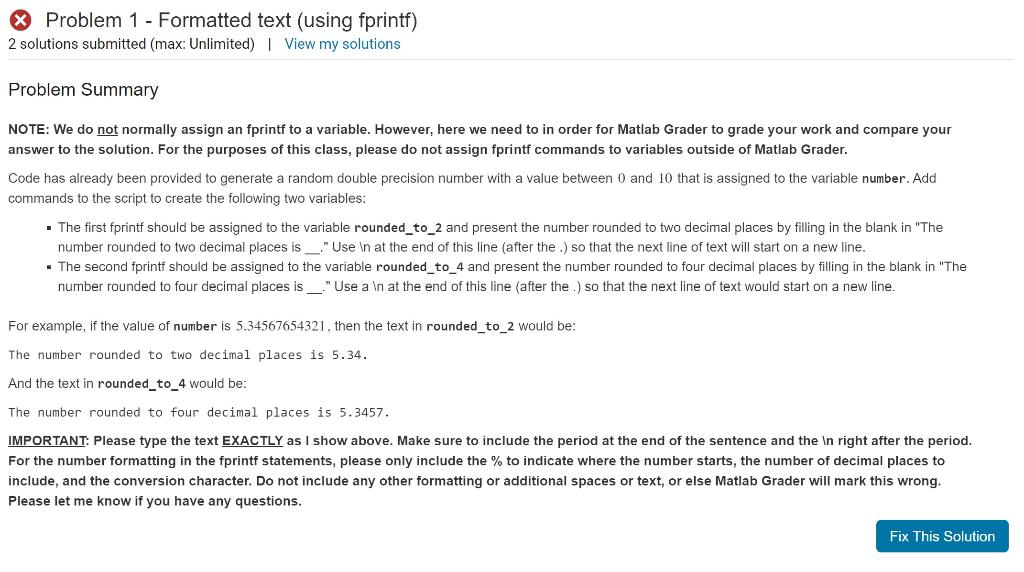 Solved Problem Summary NOTE: We do not normally assign an | Chegg.com
