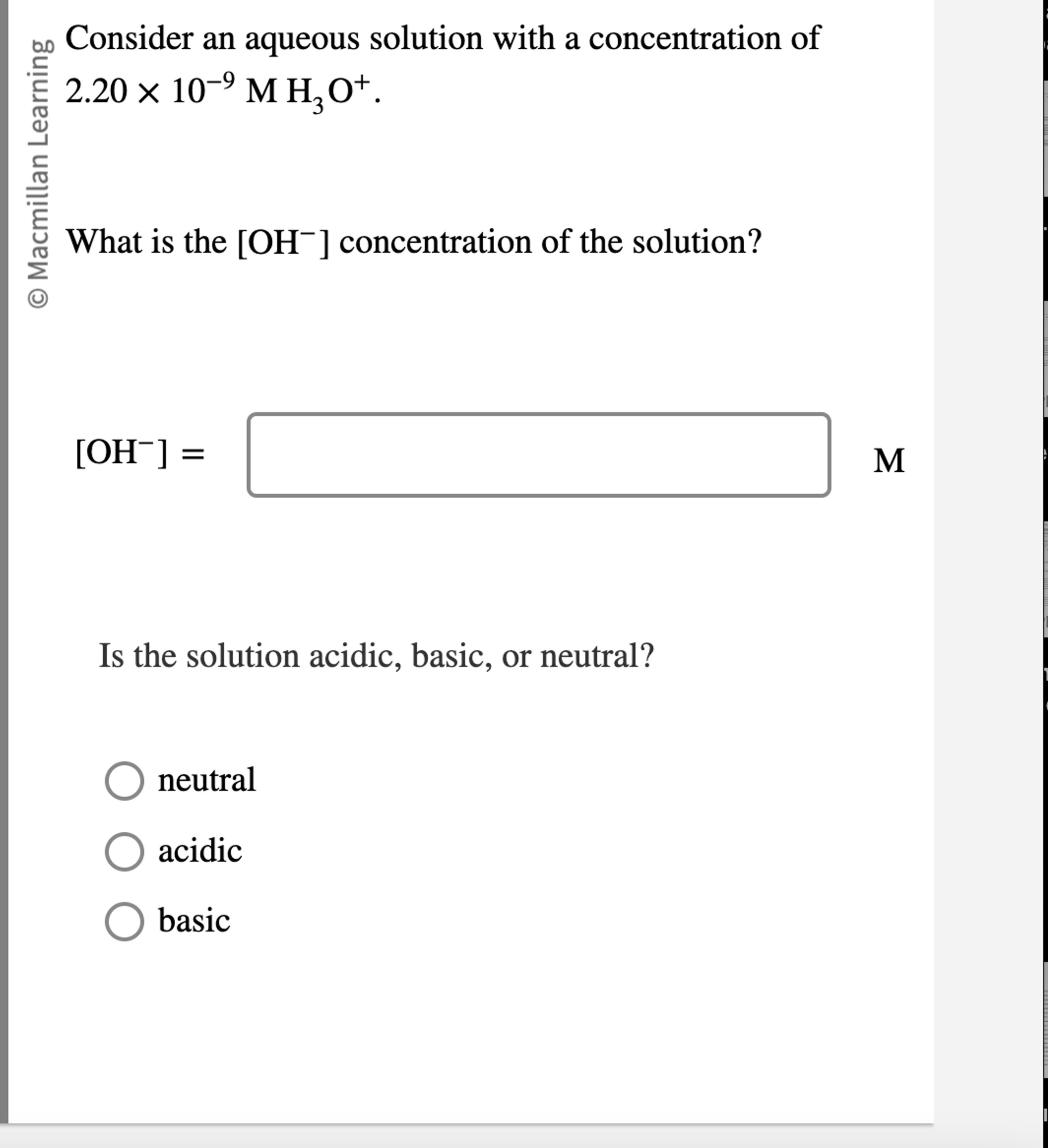 Solved Consider An Aqueous Solution With A Concentration