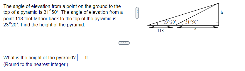 Solved The angle of elevation from a point on the ground to | Chegg.com