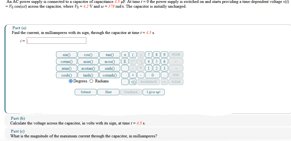 Solved An AC ﻿power supply is ﻿connected to ﻿a capacitor of