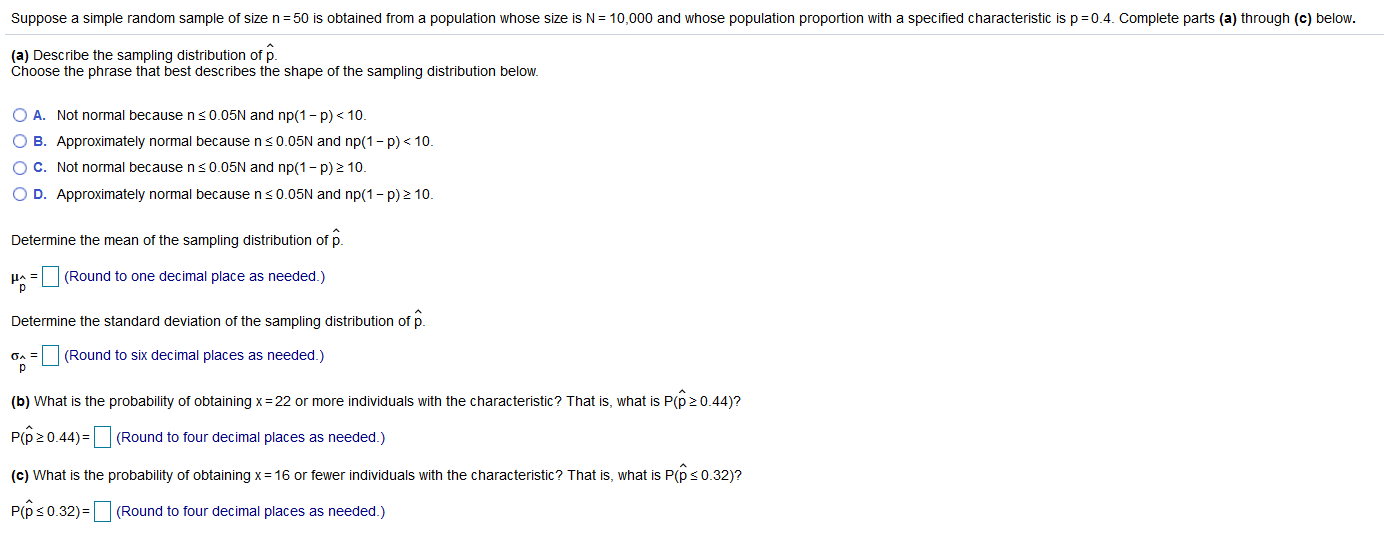 Solved Suppose a simple random sample of size n = 50 is | Chegg.com