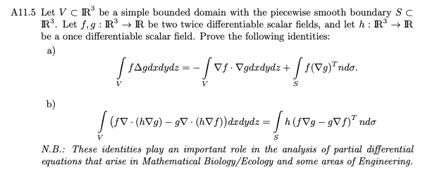 A11.5 Let V CIR' be a simple bounded domain with the | Chegg.com