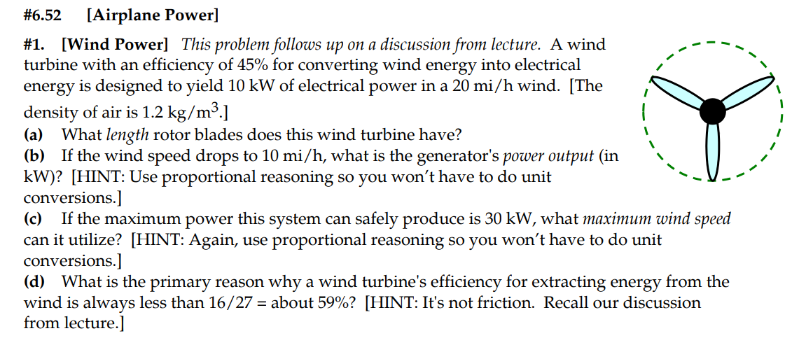 Solved #6.52 [Airplane Power] #1. [Wind Power] This Problem | Chegg.com