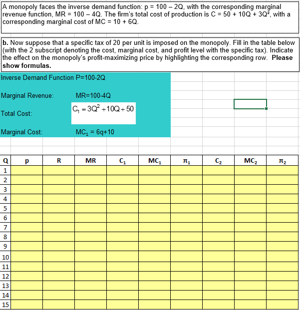 Solved A monopoly faces the inverse demand function p 100