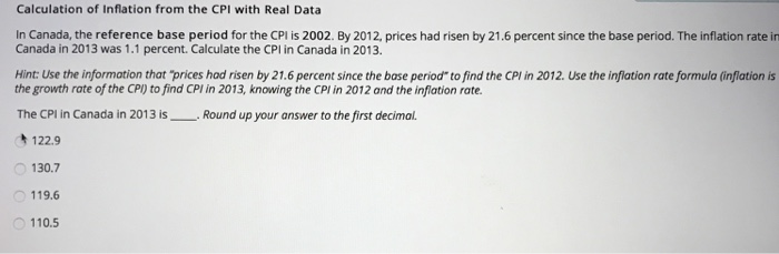 Solved Calculation Of Inflation From The Cpi With Real Data Chegg