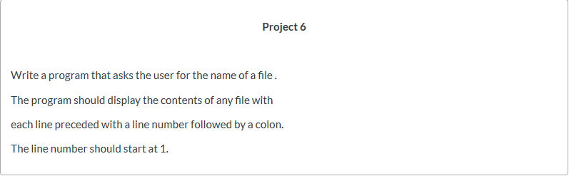 Solved Project 6 Write a program that asks the user for the | Chegg.com