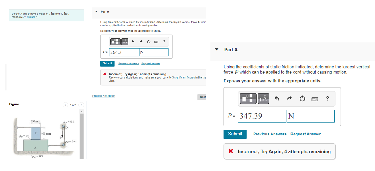 Solved Using the coefficients of static friction indicated, | Chegg.com