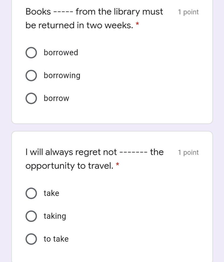 Solved 1 point Books - from the library must be returned in | Chegg.com