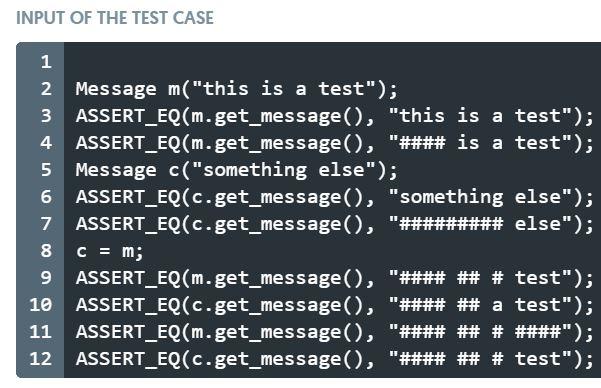 INPUT OF THE TEST CASE 1 w N Message m(