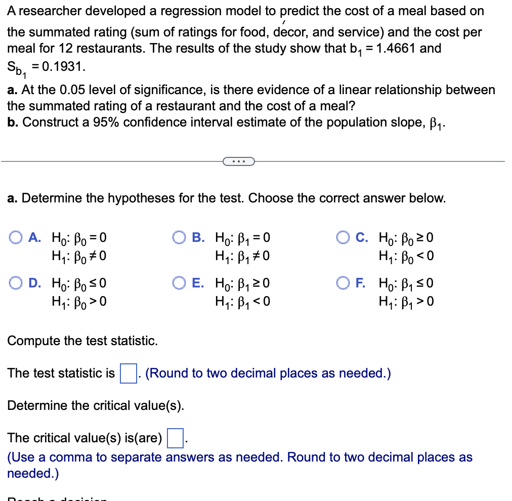 Solved A researcher developed a regression model to predict | Chegg.com