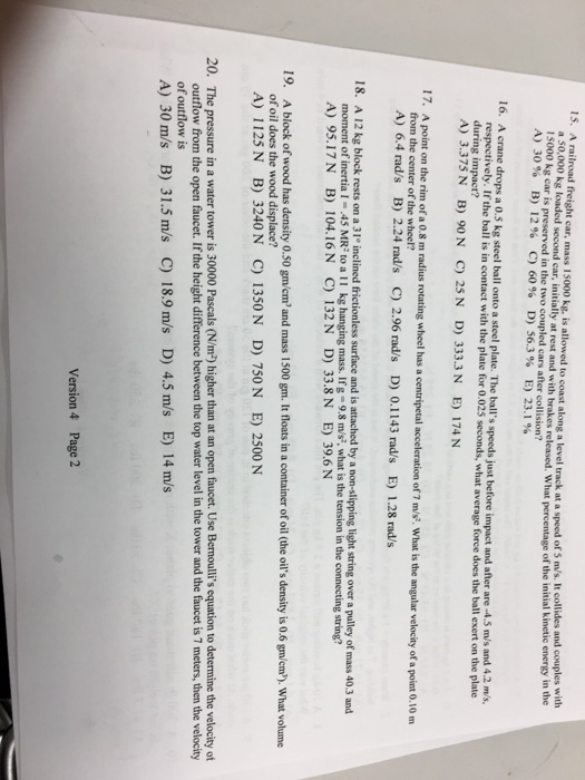 Solved A railroad freight car, mass 15000 kg, is allowed to