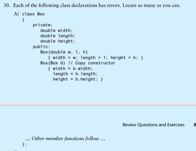 Solved 30. Each of the following class declarations has | Chegg.com