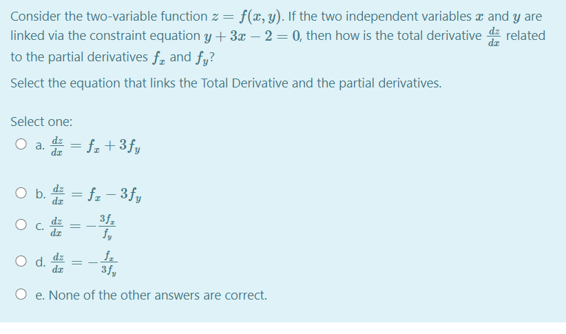 Solved Consider the two-variable function z = f(x, y). If | Chegg.com