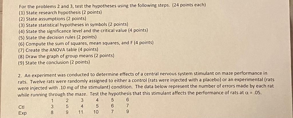 Solved For the problems 2 and 3 , test the hypotheses using | Chegg.com
