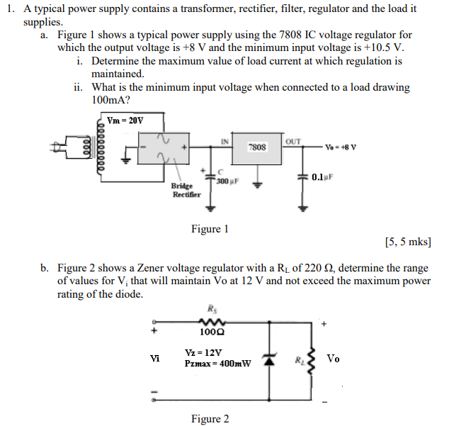 Solved 1. A typical power supply contains a transformer,