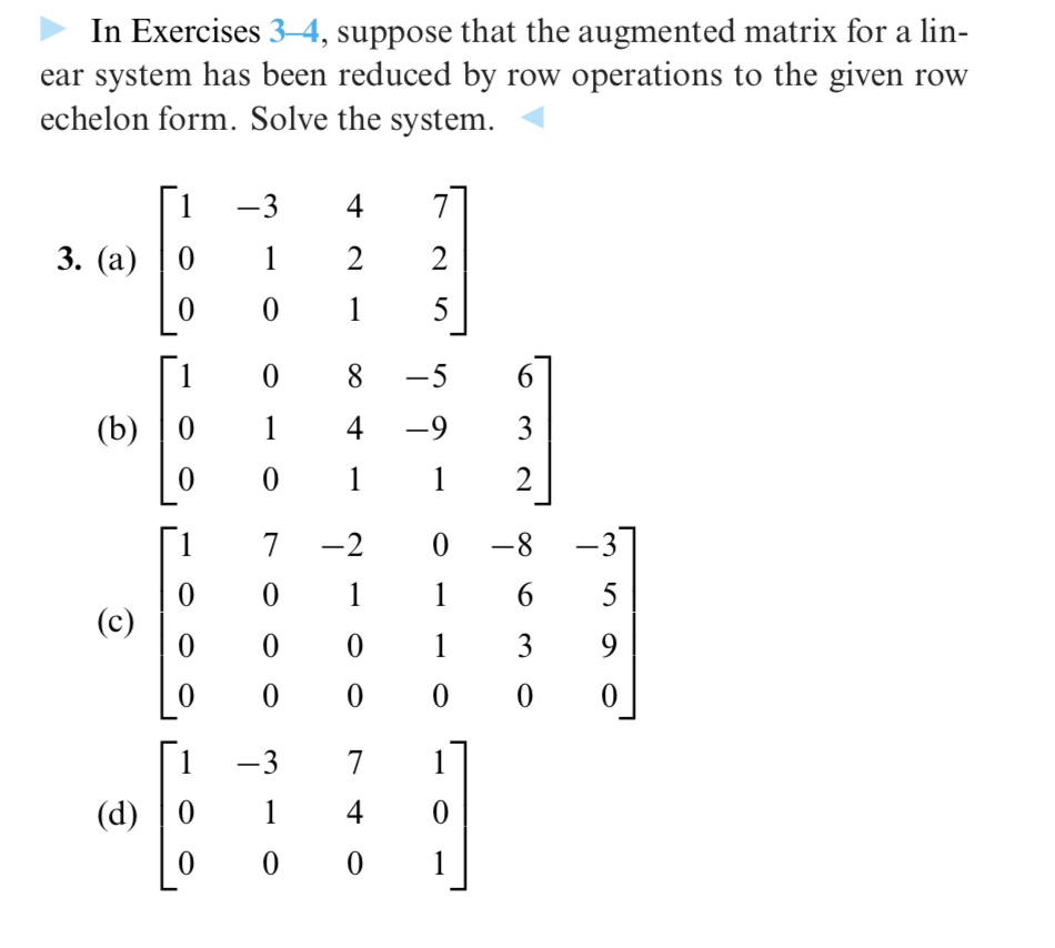 Solved In Exercises 3 4 suppose that the augmented matrix Chegg