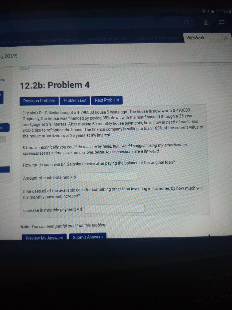 Solved WebWork g 2019) 12.2b: Problem 4 Previous Problem | Chegg.com