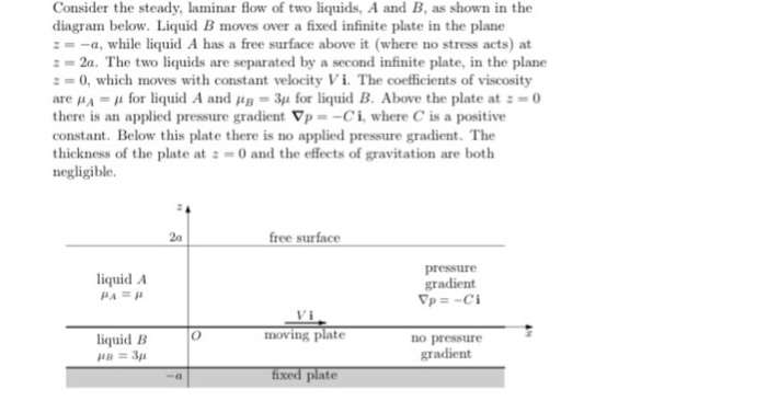 Solved Consider the steady, laminar flow of two liquids, A | Chegg.com