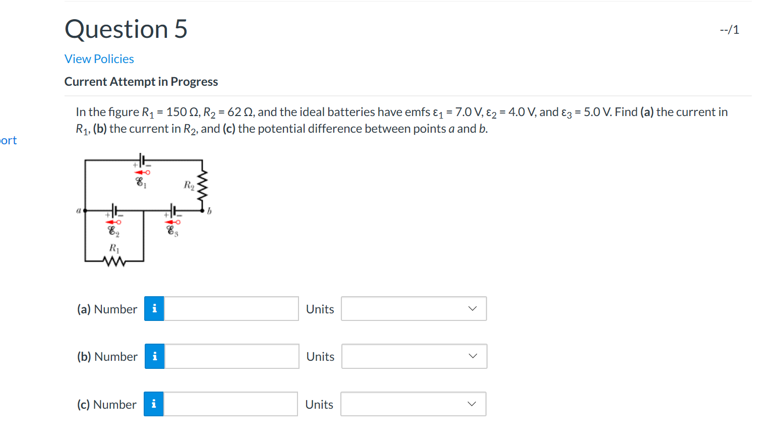 Solved Question 5 --/1 View Policies Current Attempt In | Chegg.com