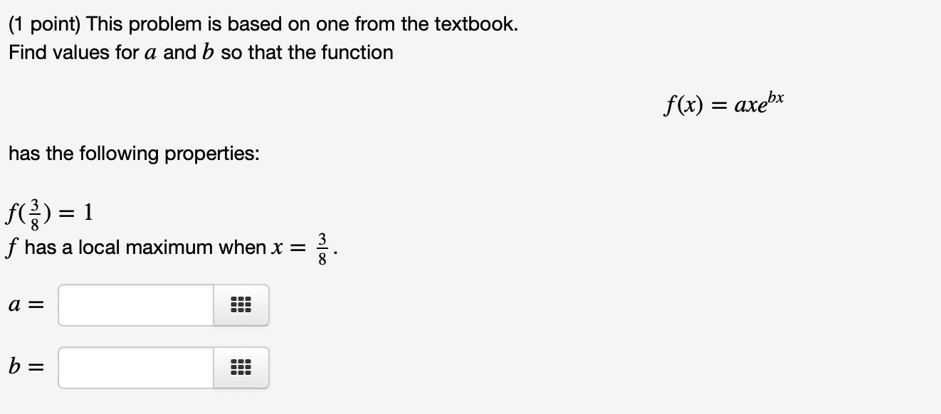 Solved (1 point) This problem is based on one from the | Chegg.com