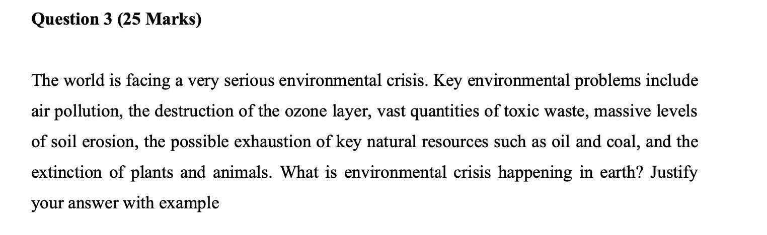 the world is facing serious environmental problems