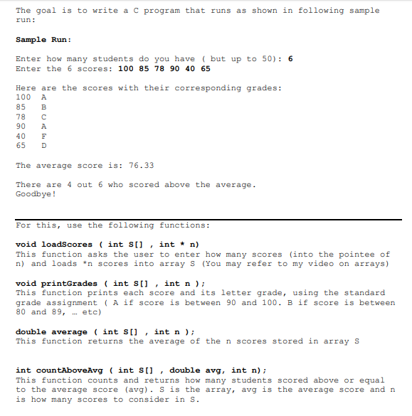 Solved The goal is to write a C program that runs as shown | Chegg.com