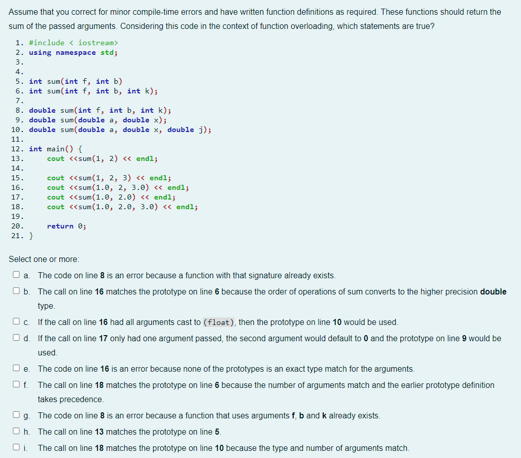 Solved Assume that you correct for minor compiletime errors
