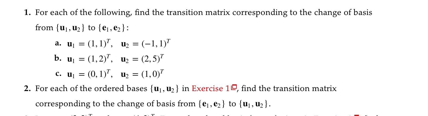 Solved 1 2 a 1. For each of the following, find the | Chegg.com