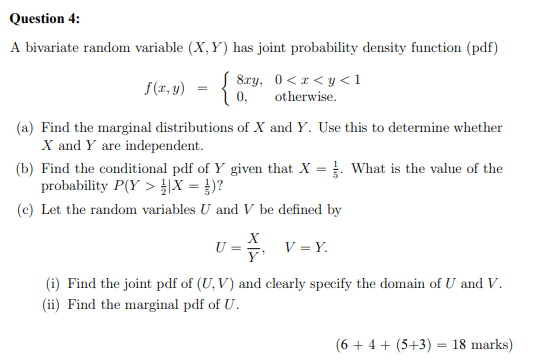 Solved A bivariate random variable (X,Y) has joint | Chegg.com