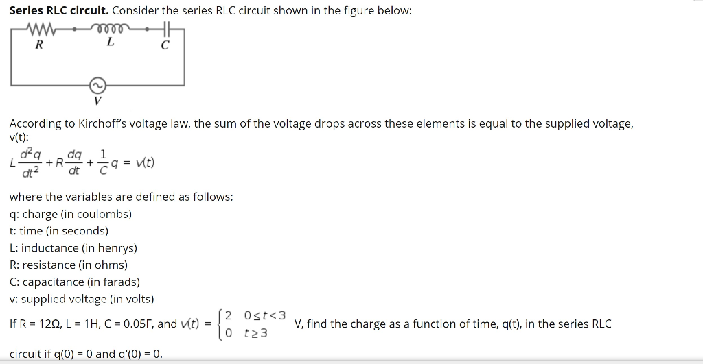 Solved Series RLC Circuit. Consider The Series RLC Circuit | Chegg.com