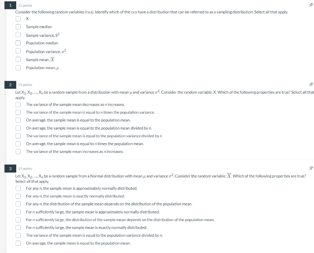 Solved 1 15 points Consider the following random variables | Chegg.com
