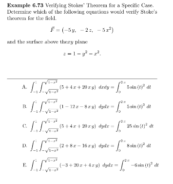 Solved Example 6.73 Verifying Stokes' Theorem For A Specific | Chegg.com