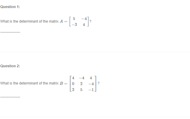 what is the determinant of the matrix 2 3 1 4