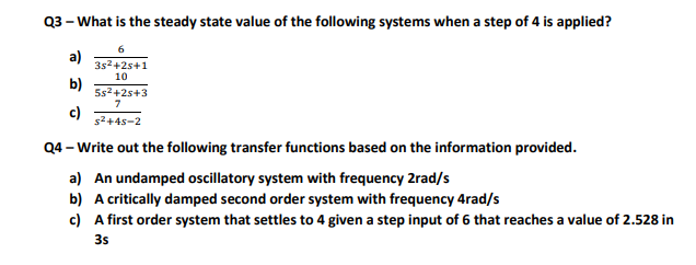 Solved Q3 - What is the steady state value of the following | Chegg.com