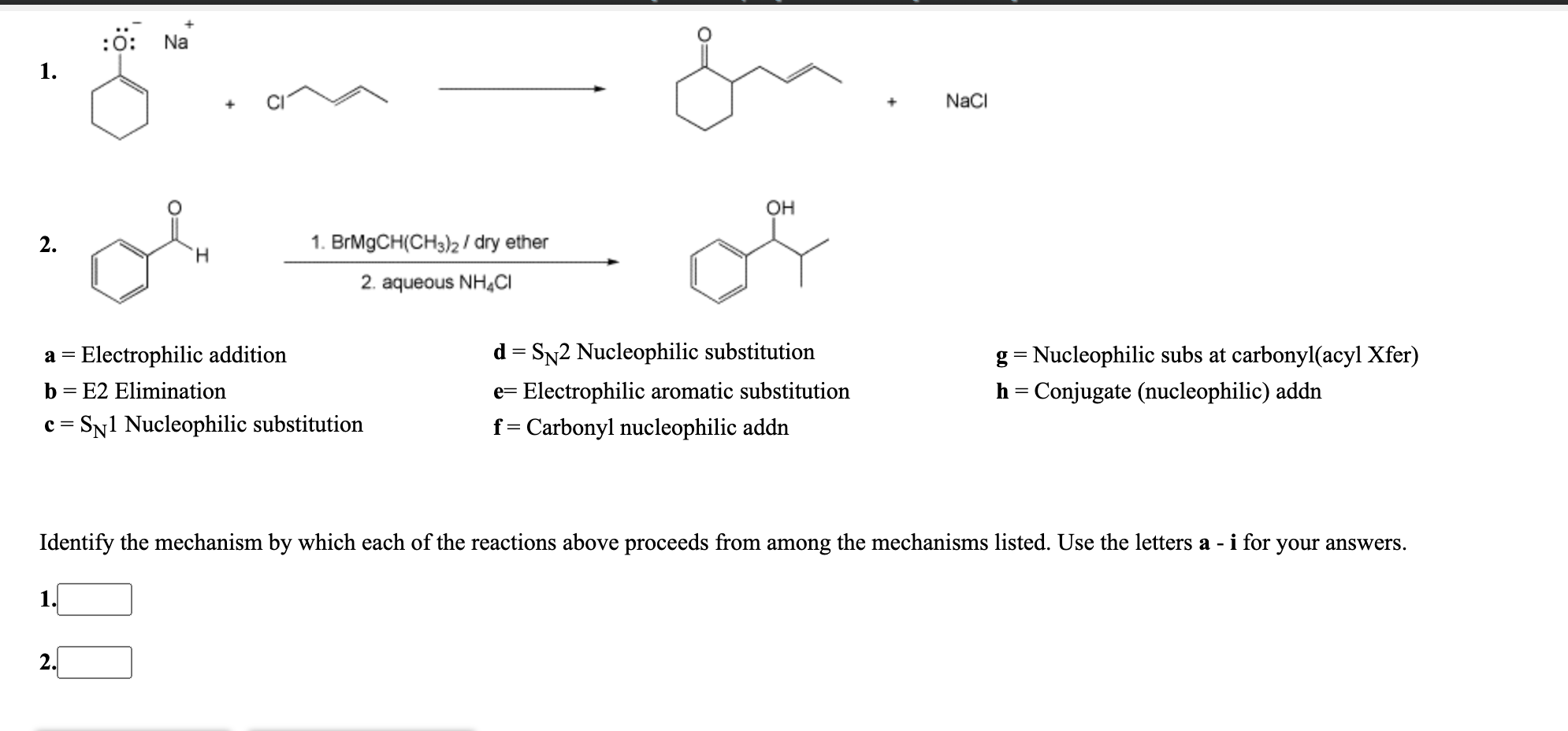 Solved :ö: Na 1. NaCl OH 2. H 1. BrMgCH(CH3)2 / dry ether 2. | Chegg.com